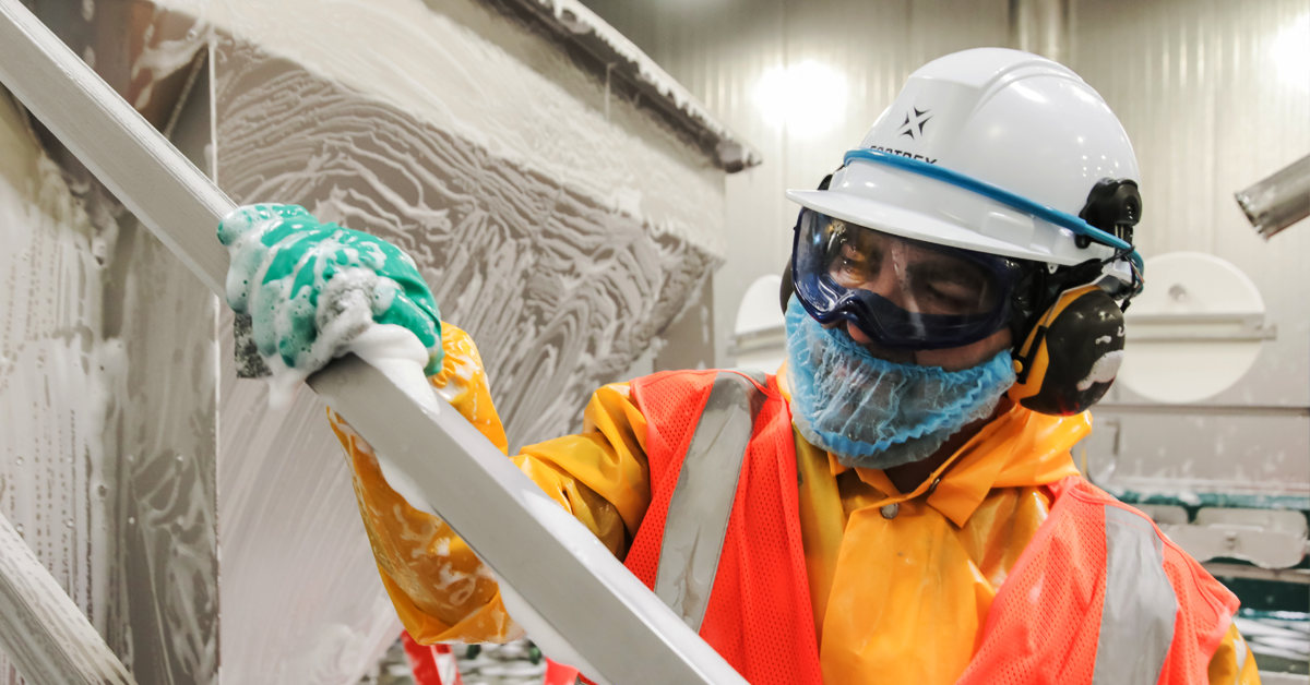 Sanitor cleaning food processing equipment